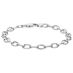 Silver Rhodium Plated Oval Cable Bracelet 