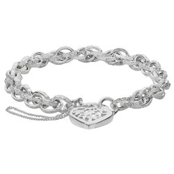 Silver Victorian Heart Padlock Charm Bracelet 