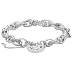 Silver Victorian Heart Padlock Charm Bracelet 