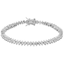Silver Cz Bar Set Bracelet 