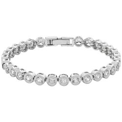 Silver Cz Bezel Set Bracelet 