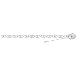 Silver Heart Padlock Charm Bracelet 