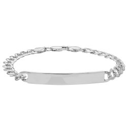 Silver Flat Open Curb Id Bracelet 