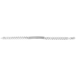 Silver Flat Open Curb Id Bracelet 