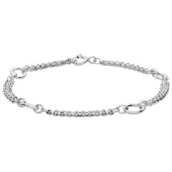 Silver Oval Linked Fancy Bracelet 