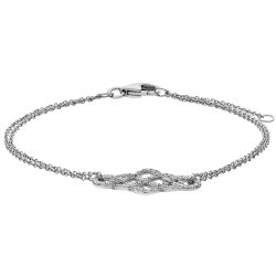 Silver Cz Interlocking Design Bracelet 