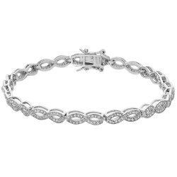 Silver Cz Crossover Bracelet 