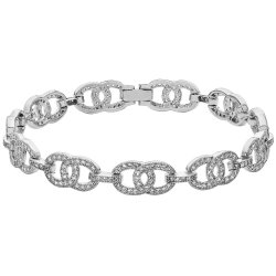 Silver Cz Entwined Link Bracelet 