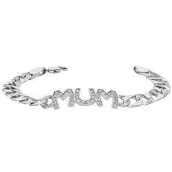 Silver Mum Cz Bracelet 