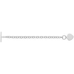 Silver Cz T-bar Heart Charm Bracelet 