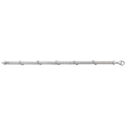 Silver Rhodium Plated Cz Set Mesh Bracelet 