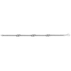 Silver Rhodium Plated Cz Set Spiral Mesh Bracelet 