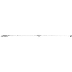Silver Rhodium Plated Cz Heart Disc Bracelet 