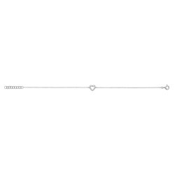 Silver Rhodium Plated Cz Open Heart Bracelet 