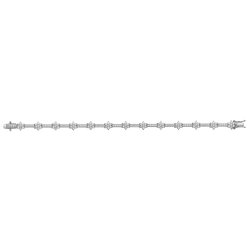 Silver Cz Flower Linked Bracelet 
