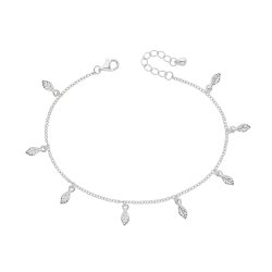 Silver Rhodium Plated Leaf Charms Bracelet 
