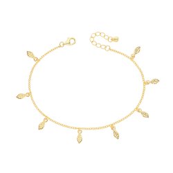 Silver Yellow Gold Plated Leaf Charms Bracelet 