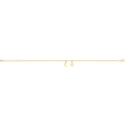 Silver Yellow Gold Plated Star & Moon Bracelet 