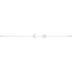 Silver Rhodium Cz Star & Moon Bracelet 