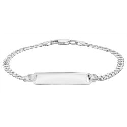 Silver Curb Pave Id Bracelet 
