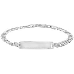 Silver Curb Pave Id Bracelet 