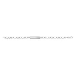 Silver Figaro Pave Id Bracelet 
