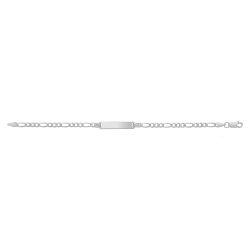 Silver Figaro Pave Id Bracelet 