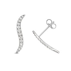 Diamond Ear Climbers In 9ct White Gold 