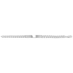Silver Curb Pave Id Bracelet 