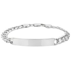 Silver Curb Pave Id Bracelet 