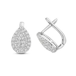 Diamond Pear Shape Cluster Drops In 9ct White Gold 