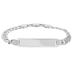 Silver Curb Pave Id Bracelet 
