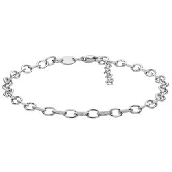 Silver Rhodium Plated Oval Cable Bracelet 