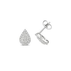 Diamond Pear Shape Cluster Studs In 9ct White Gold 