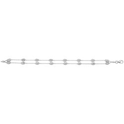 Silver Diamond Cut Bead 2 Row Bracelet 