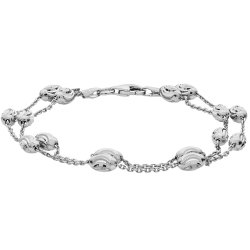 Silver Diamond Cut Bead 2 Row Bracelet 