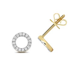 Diamond Circle Studs In 9ct Gold 