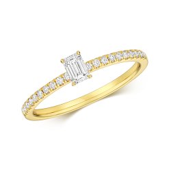 Diamond Emerald Cut Solitaire Ring In 18ct Gold 