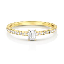 Diamond Emerald Cut Solitaire Ring In 18ct Gold 
