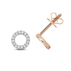 Diamond Circle Studs In 9ct Rose Gold 
