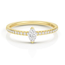 Diamond Marquise Cut Solitaire Ring In 18ct Gold 