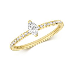 Diamond Marquise Cut Solitaire Ring In 18ct Gold 