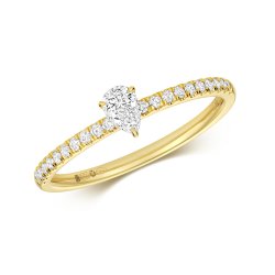 Diamond Pear Shape Solitaire Ring In 18ct Gold 