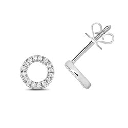 Diamond Circle Studs In 9ct White Gold 