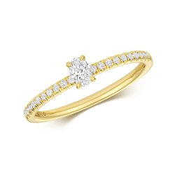 Diamond Oval Cut Solitaire Ring In 18ct Gold 