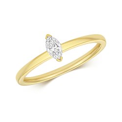 Diamond Marquise Cut Solitaire Ring In 18ct Gold 