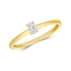 Diamond Oval Cut Solitaire Ring In 18ct Gold 