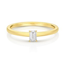 Diamond Emerald Cut Solitaire Ring In 18ct Gold 
