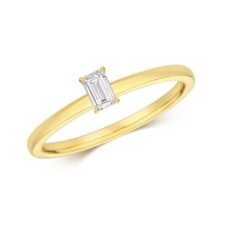 Diamond Emerald Cut Solitaire Ring In 18ct Gold 