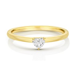 Diamond Heart Shape Solitaire Ring In 18ct Gold 